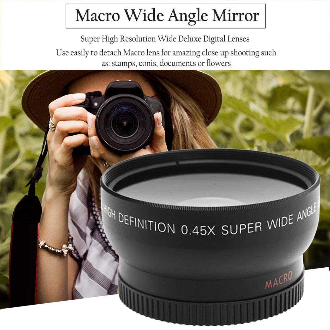 Objectif macro grand angle pour Nikon D3200 D3100 D5200 D5100 Noir 52 mm