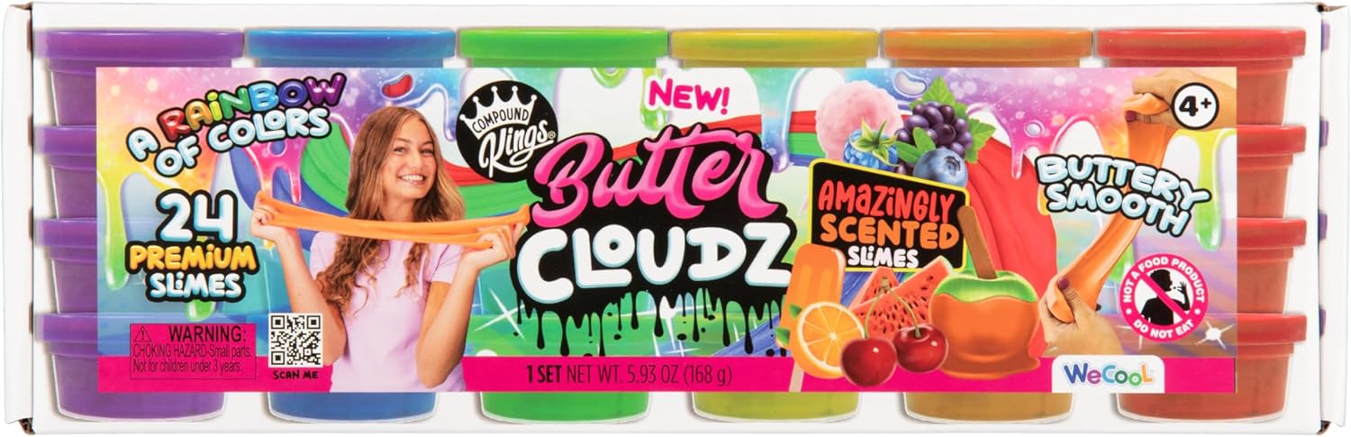 Butter Cloudz Slime 24 Pack - Assorted Scented Slimes, Soft & Stretchy Sensory Set for Kids, Party Favors & Gifts | WeCool Toys