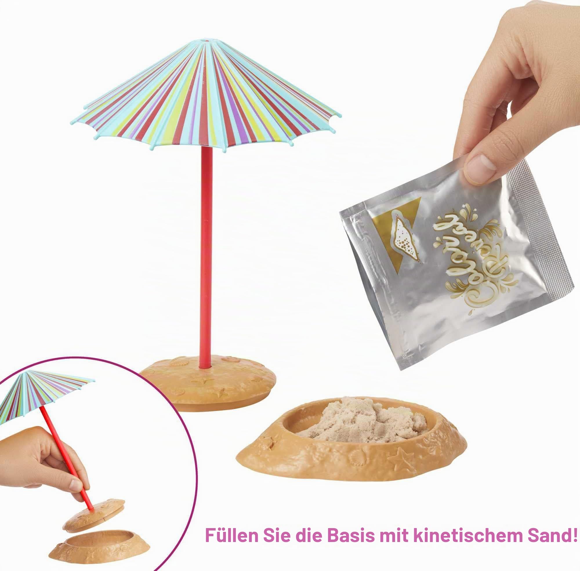 Barbie GTN18 - Color Reveal Foam Reveal Strawberry, Schaumspaß! Puppe & Tier, 25 Überraschungen: Seifenblasenlösung, Mode, Haarverlängerung, Zubehör, Armband, Geschenk für Kinder ab 3 Jahren