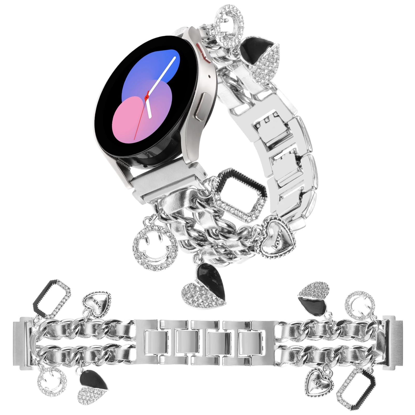 REALSIGN 20MM Stylish Metal Watch Band Compatible with Samsung Galaxy Watch 7 6 5 4 40/44mm,4 Classic 42/46mm,Watch 3 41mm,Active 2,Gear S2 Classic,