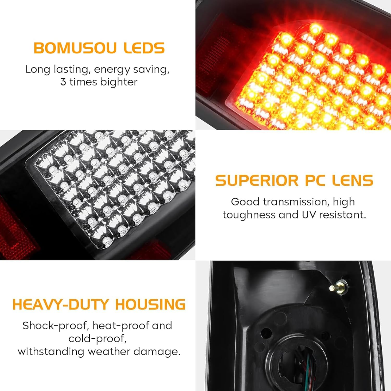 LED Tail Light Assembly + 3rd Brake Light Kit Fit for Ford F150 1997-2003, for F150 Heritage 2004, Taillights (Clear Lens) and High Mount Stop Light (Red Lens), 3 Pcs