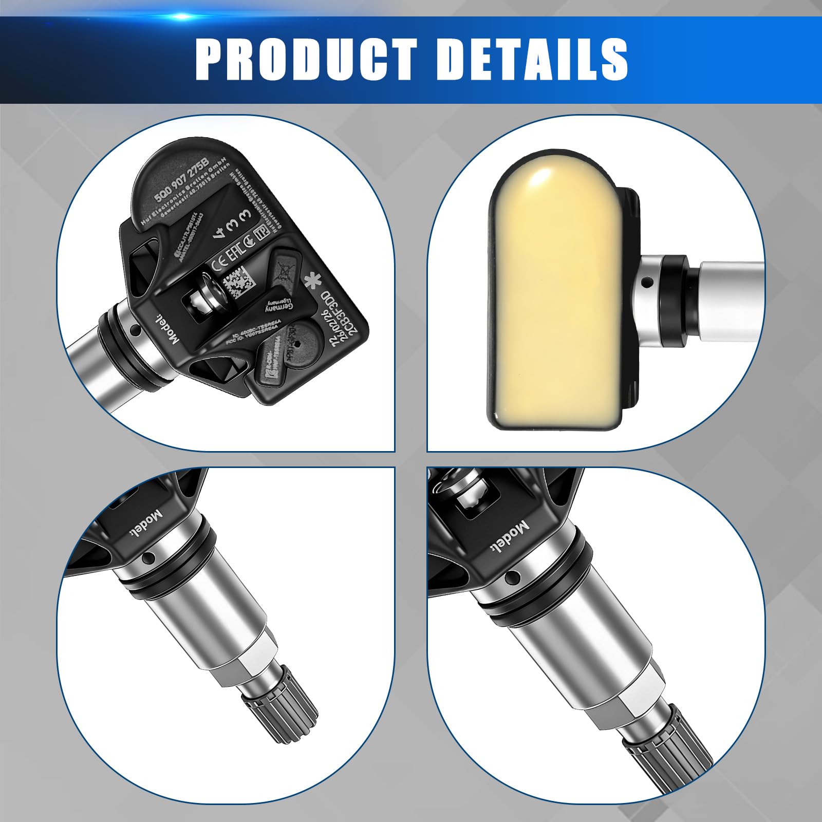 Sensor de Presión de Neumáticos Compatible con Porsche Skoda Seat A3 A4 A5 A6 A7 Q1 Q2 Q3 Q4 Q5 Q7 RDKS TPMS 5Q0907275B, 5Q0998270B 4 Piezas
