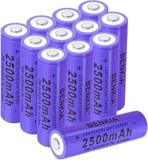 14500 Rechargeable Battery 3.7V Li-ion Batteries 2500mAh Large Capacity Button Top 12 Pack for Flashlight Headlamp