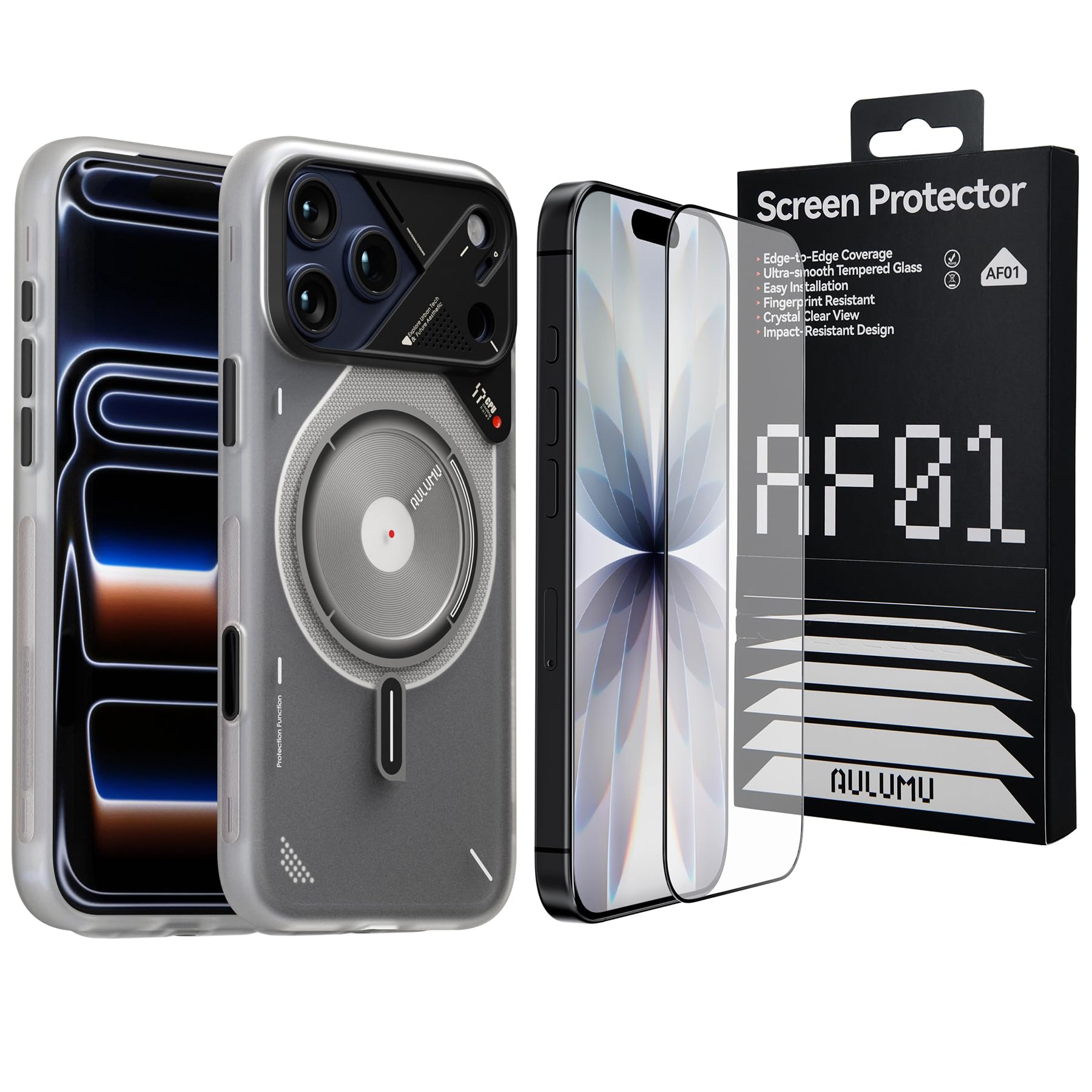 Aulumu iPhone 17 Pro Max Hülle mit Panzerglas Folie, Kompatibel mit MagSafe, HD Schutzglas & 9H Kratzfest Schutzfolie, CoolHyper Kühlung Technologie iPhone 17 Pro Max Case, Transluzent Weiß