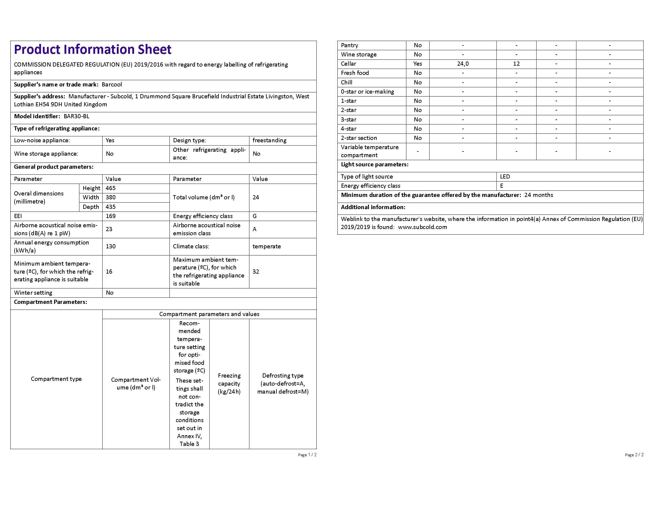 bardrinkstuff ChillQuiet Silent Mini Bar Fridge 30ltr Black Quiet Running Mini Bar, Hotel Mini