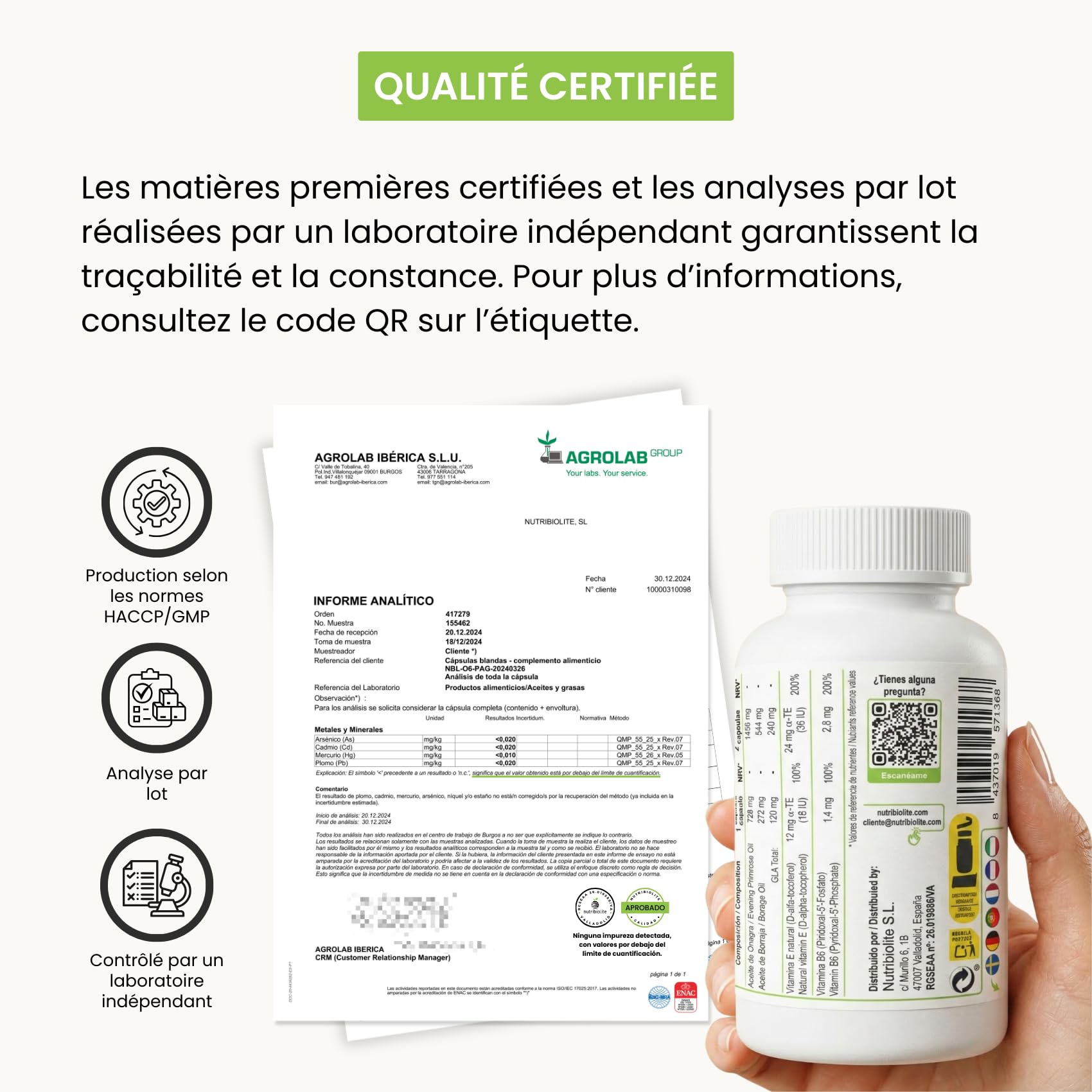 Huile d'Onagre et Bourrache - Pressées à Froid 1000 mg 12% de GLA - Vitamine B6 P5'P + Vitamine E Naturelle - Équilibre Hormonal, SPM, Ménopause et Santé de la Peau – 170 Perles | Nutribiolite