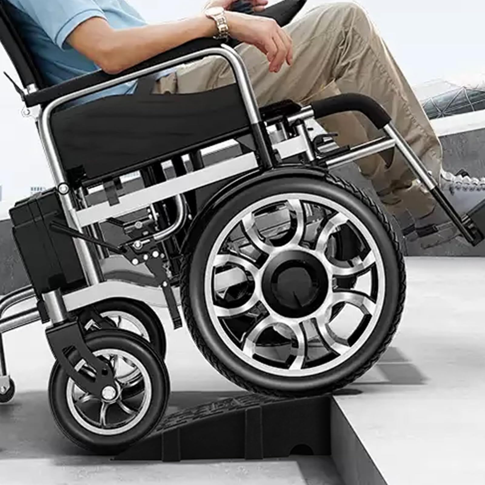 Rampe de Trottoir de 7 cm de Haut, Lot de 2, Rampe de Trottoir antidérapante pour fauteuils roulants, Scooters de mobilité et poussettes, Rampe de seuil en Plastique avec Bandes réfléchissantes