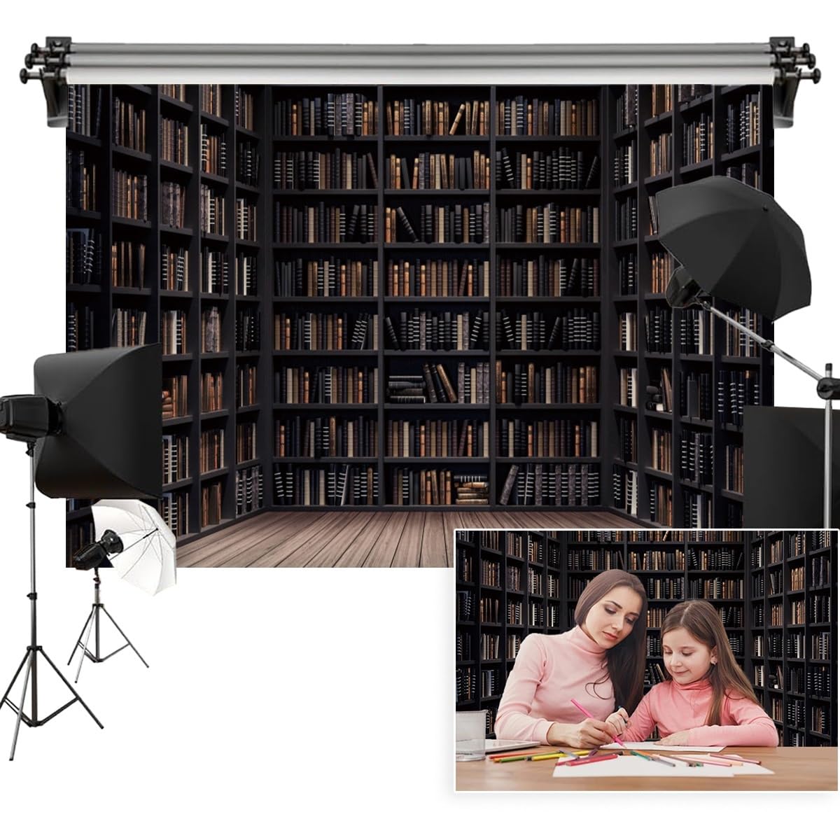 Vie Savaran 10x8ft Bookshelf Backdrop Vintage Wooden Bookshelve Library School Collection Classic Books Minimalist Photography Background Birthday