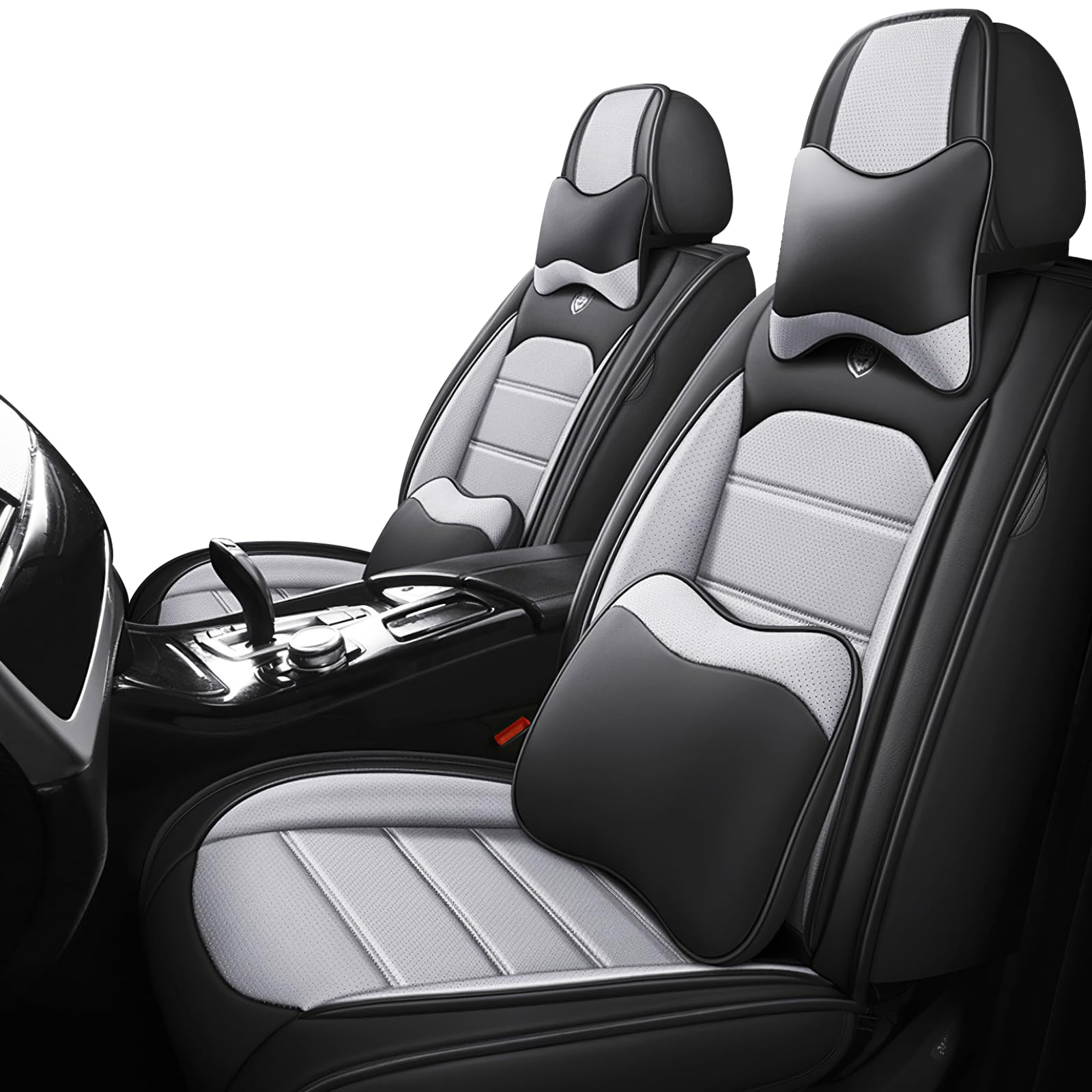 Car Seat Covers Front Seats Fit for Jeep Wrangler 2000-2024,2 Seats Custom Fit Leather Cover Protector Cushion,Vehicle Auto Interior Covers(Black Gray