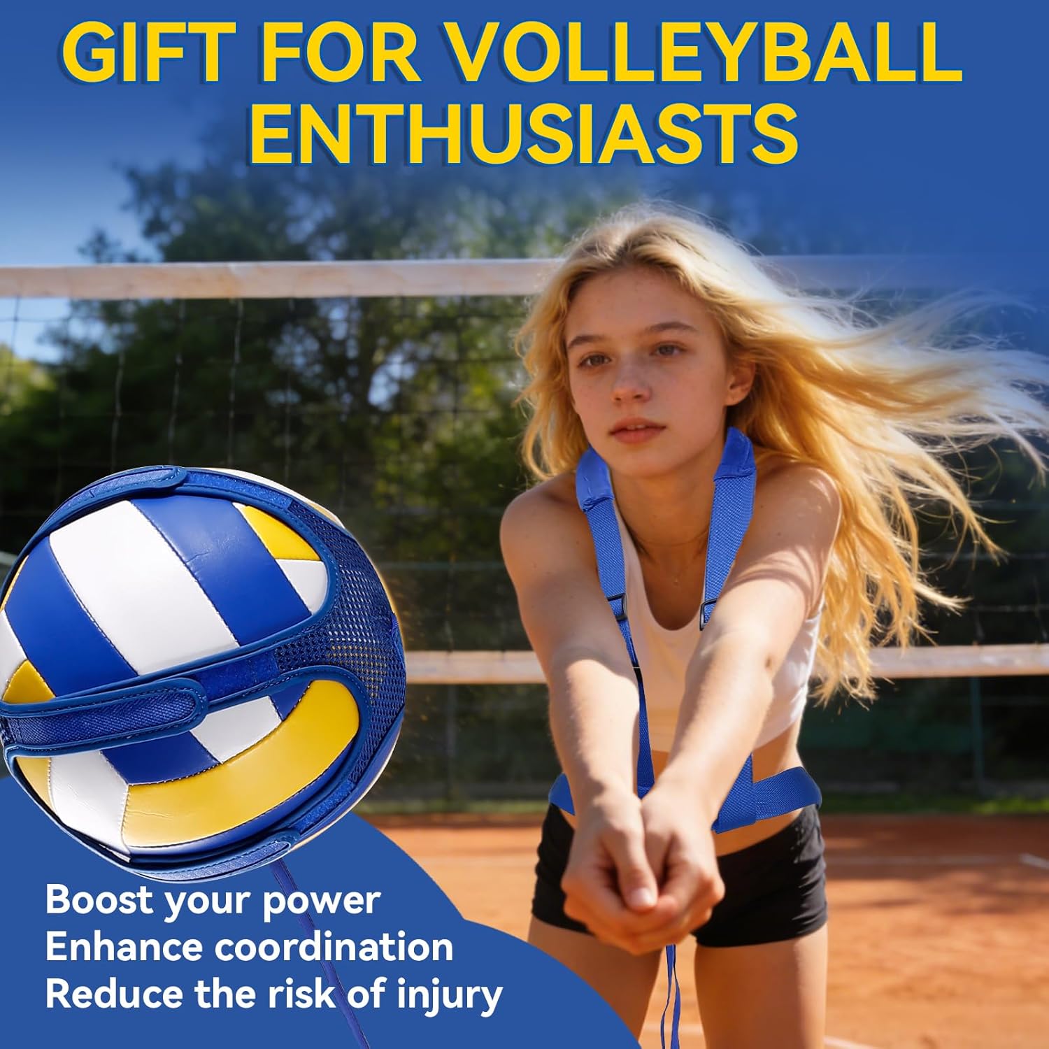 Volleyball Training Equipment - Solo Volleyball Trainer Aid for Serve, Spike, Set, Pass - Adjustable Volleyball Equipment and Practice Sticks for Beginners & Lovers