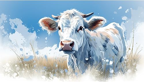 Kits de pintura de diamante 5D para adultos, bricolaje blanco lindo vaca diamante kits de arte principiantes kits de arte de gemas para decoración