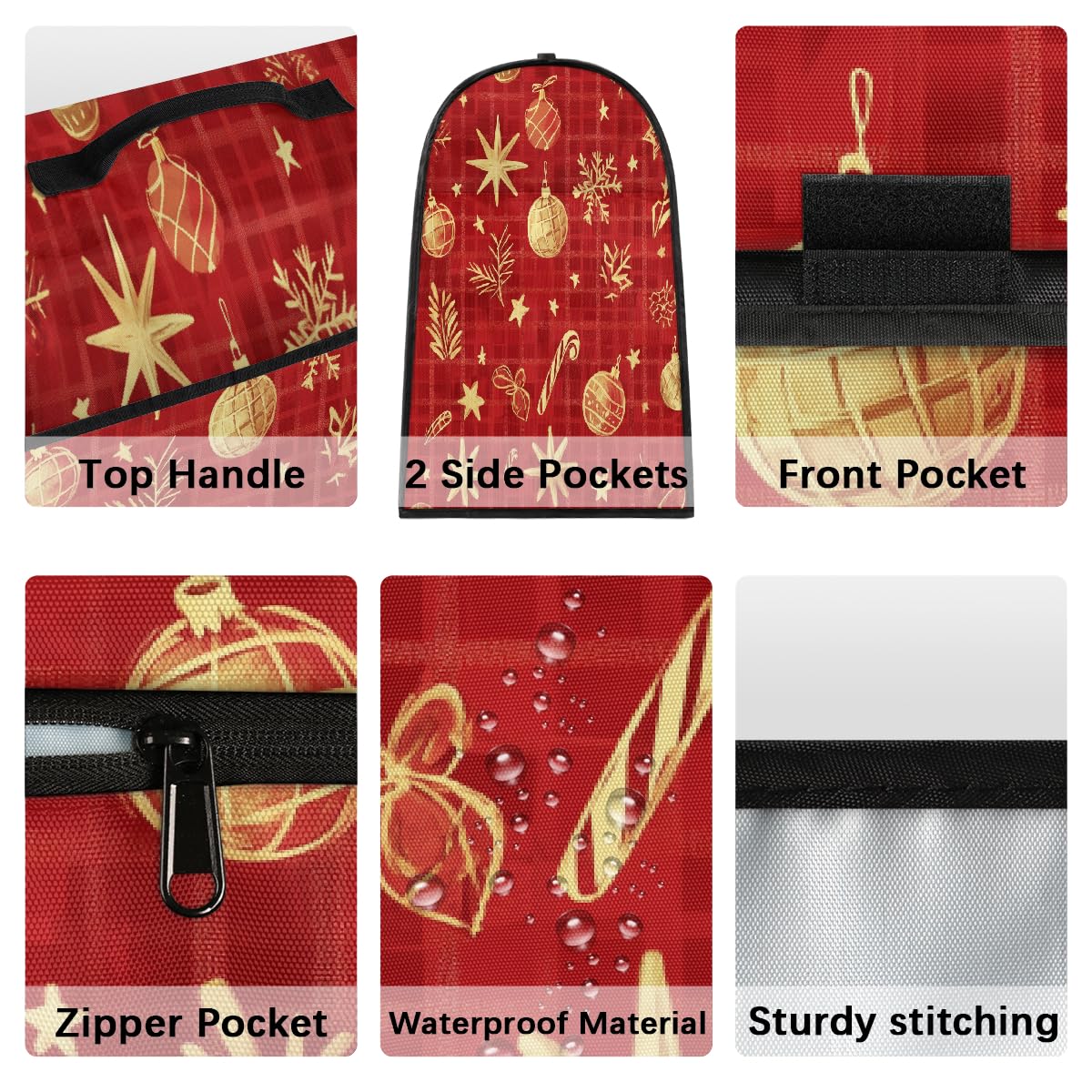 Mixer Cover Coffee Maker Cover Golden Christmas Ornament Print Stand Mixer Cover With Pockets Kitchen Aid Mixers Accessories