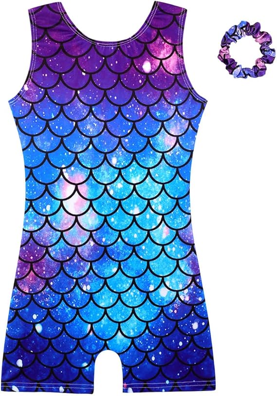 HOZIY Gymnastics Leotards for Girls with Shorts Biketards Dance Tumbling Outfits Matching Scrunchies 1-12 Years Old