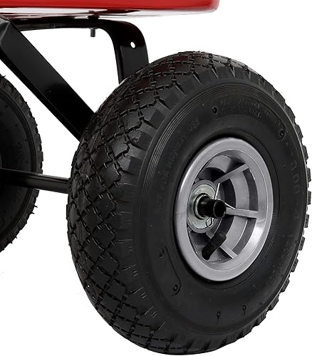 Miniatura 3 de Outvita Carro de carga todo terreno para exteriores con neumáticos de aire de 10 pulgadas, estructura de acero, carro de soporte lateral de madera