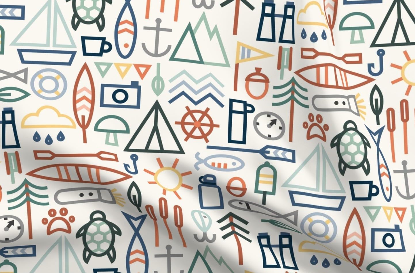 Spoonflower Fabric - Lake House Cabin Wildlife Camping Rustic Outdoors Adventure Great Printed on Petal Cotton Fabric Fat Quarter - Sewing Quilting Apparel Crafts Decor