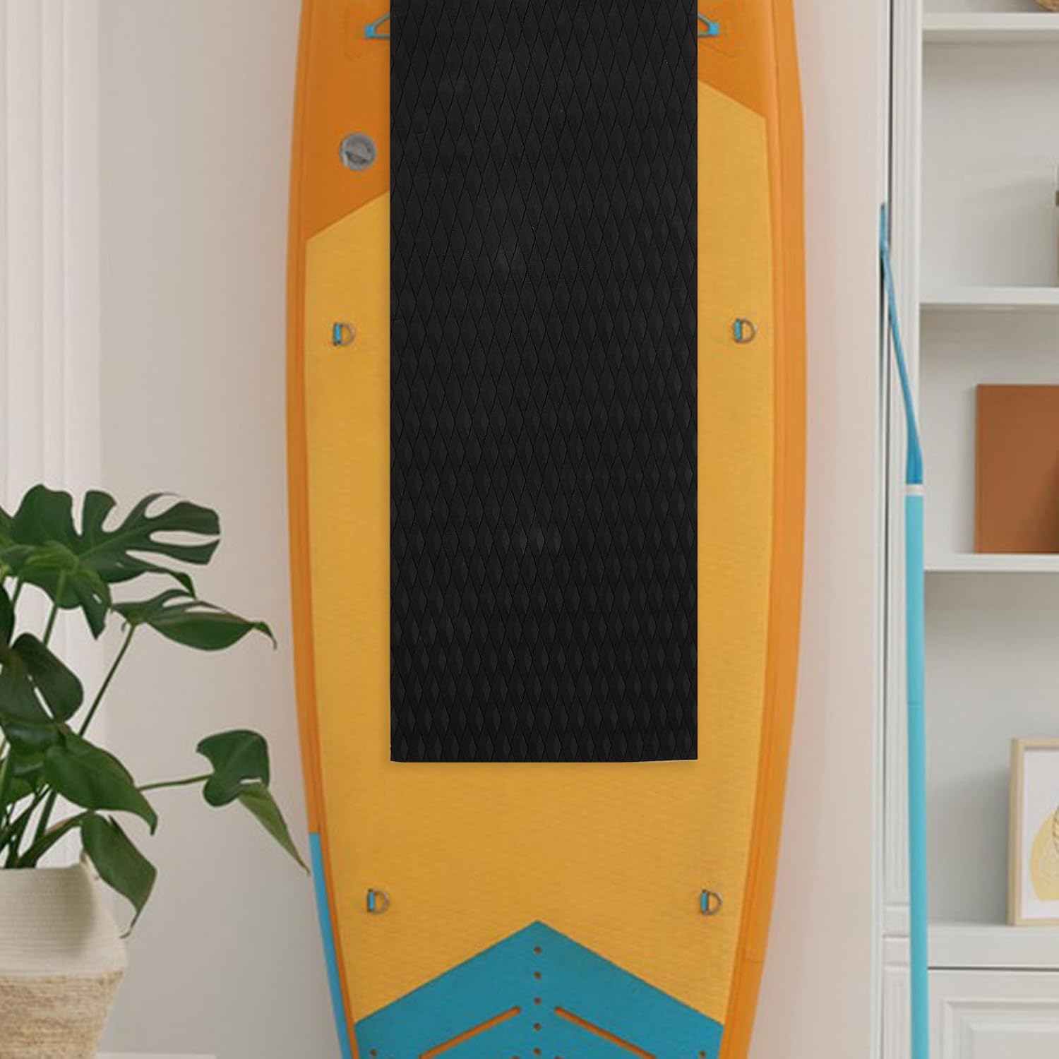 Black Eva Surfboard Traction Pad for Short Boards with Strong Adhesive Grip | Lightweight, Soft and Comfortable, Stable Traction for Water Sports Use
