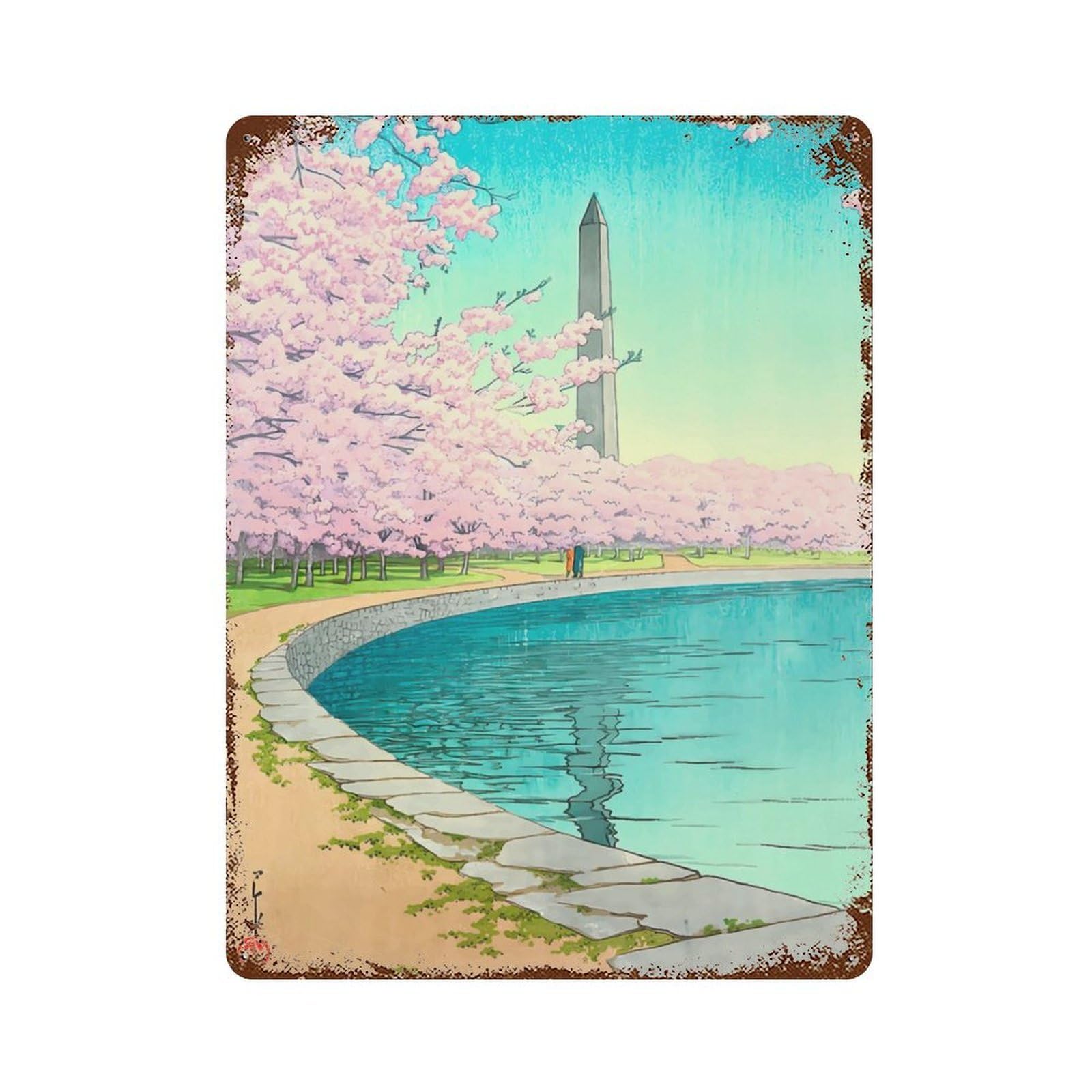 The Washington Monument Rust Effect Tin Sign 15.7"x11.8", for Bistro, Counter And Cafe Decor, Shabby Chic Decor