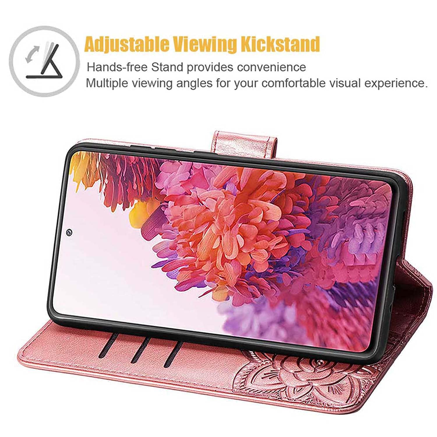 Leather Folio Cover per TCL 505, Goffratura a Farfalla