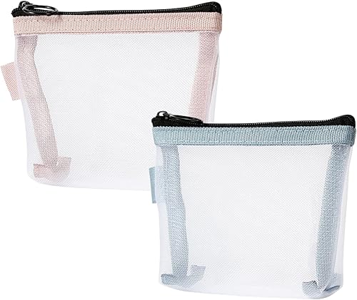 Miniatura 7 de TAVBAGVSK 2 mini bolsas de maquillaje, bolsas de maquillaje de malla con cremallera, bolsa de cosméticos de bolsillo, pequeñas bolsas de maquillaje