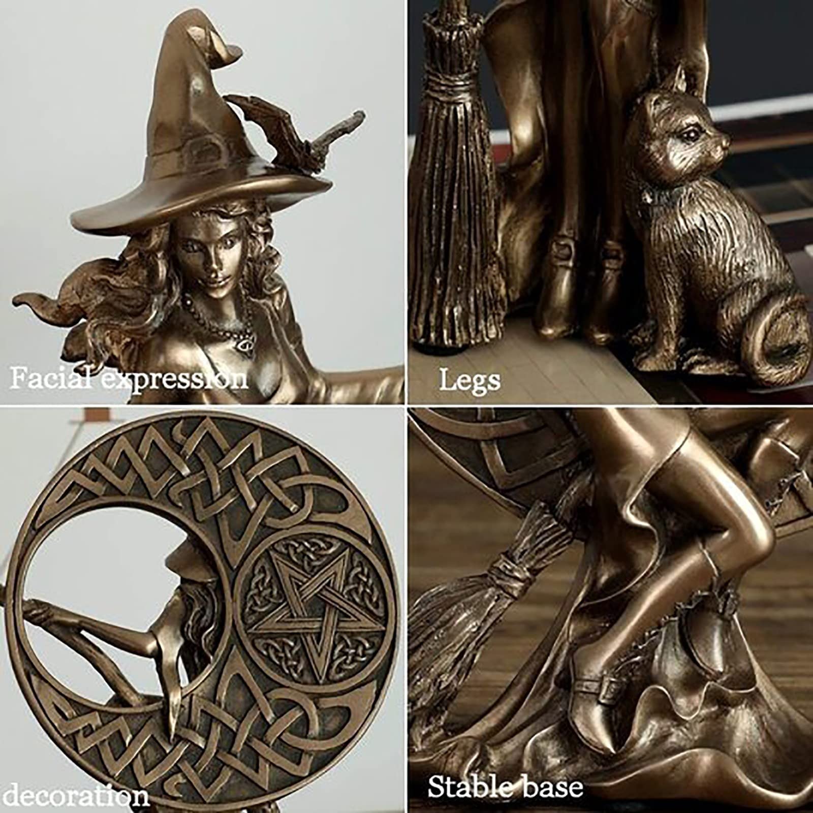 Amazon.co.jp: AMAZOM 銅メッキ魔女樹脂工芸品、ブロンズ仕上げ魔女