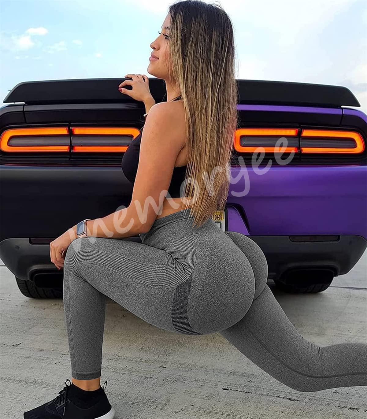 Memoryee Mujer Leggings Sin Costuras Push Up Mallas Pantalones Entrenamiento Correr Deportivos Alta Cintura Elásticos Yoga Fitness