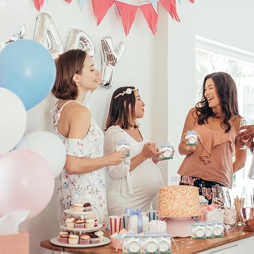 Miniatura 5 de MTLEE 60 juegos de recuerdos de fiesta de baby shower para invitados, regalos de baby shower, velas de té con etiquetas de agradecimiento y bolsas