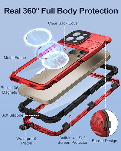 Miniatura 126 de WIFORT Funda impermeable para iPhone 14 Pro - Funda protectora de cuerpo completo de metal resistente, protector de pantalla integrado, IP68 a