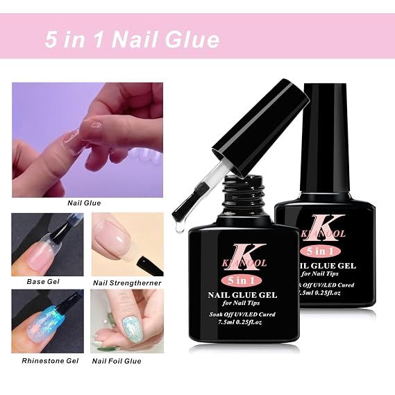 Gel X nail Tips and Glue Gel Kit, 420 Pcs Coffin Nail Tips with Guidelines, Multiple Shape and Length almond Nail Tip Kit Square with Mini UV Nail Lamp, 12 Sizes Fake Nail Tip Kit for Nail Extension