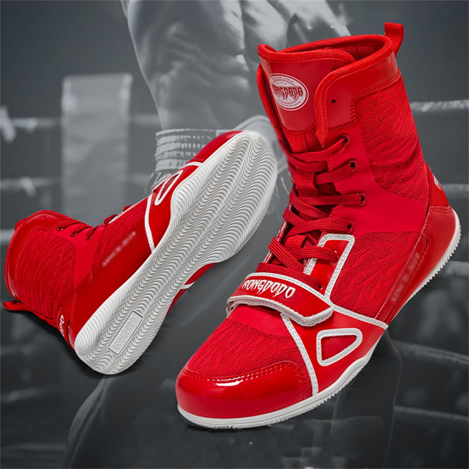 Scarpe da Boxe da Uomo Leggere Alte Sportive da Palestra A Piedi Nudi Antiscivolo per Combattere E Lottare
