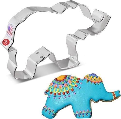 Cortador de galletas elefante de 5.25 pulgadas, fabricado en Estados Unidos por Ann Clark