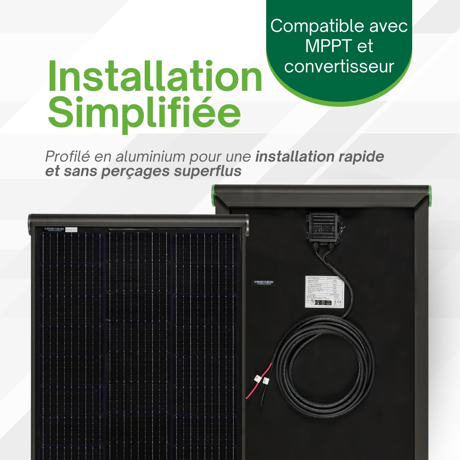 MOSCATELLI Panneau solaire pour camping-car 200W Black Boost monocristallin PERC – Kit panneau solaire camping car avec support en aluminium noir pour fixation au toit – SANS REGULATEUR