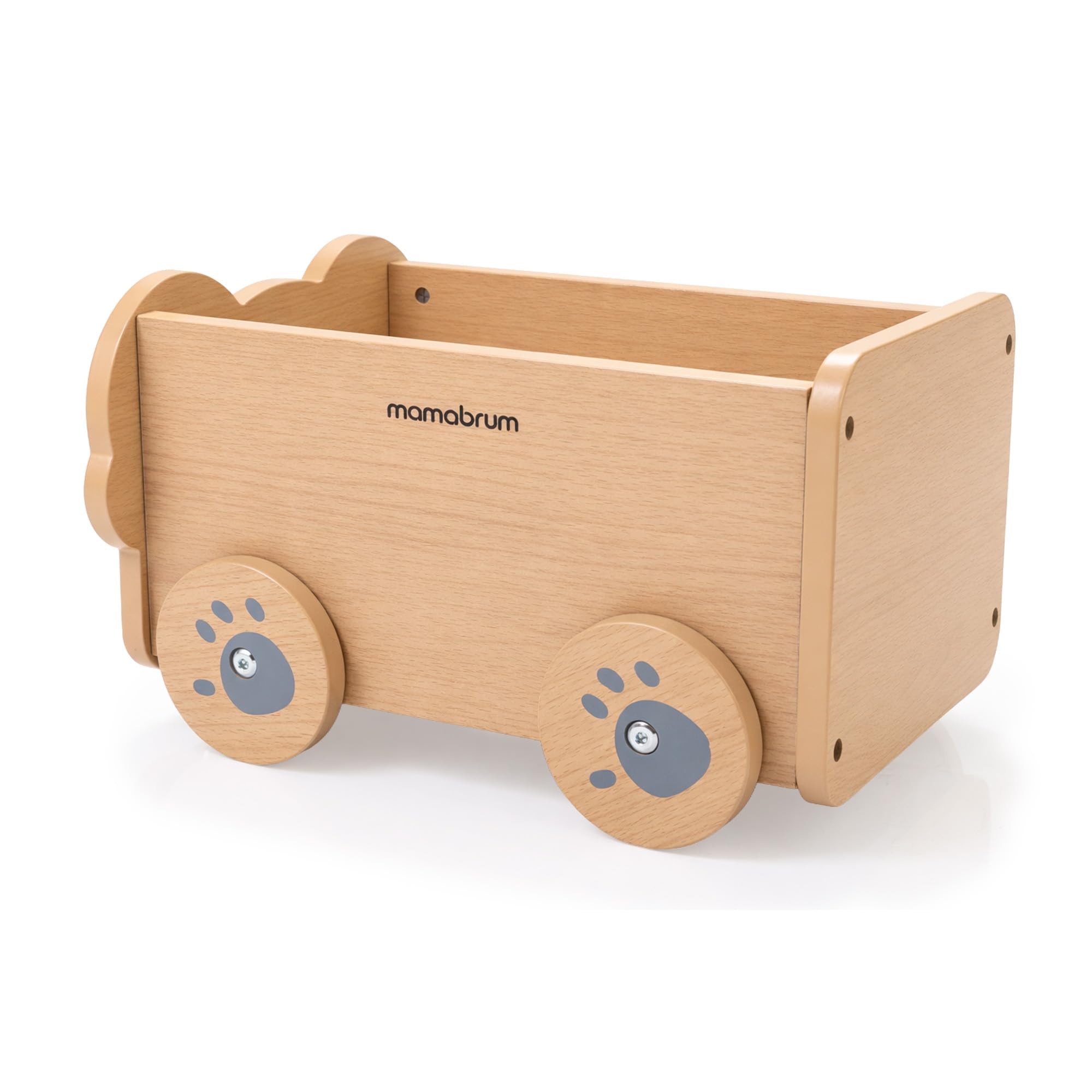 Mamabrum Carrito de Madera Koala para Niños con Cuerda, Juguete de Arrastre con Espacio de Almacenaje 5,54 l, Carro Infantil Educativo para Juego Diario