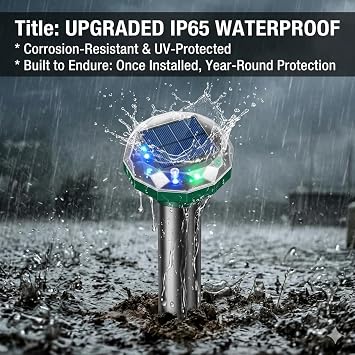 8Pack Sonic Gopher Repellent Solar Powered,IP65 Waterproof Snake&Mole Repellent for Lawns,Ultrasonic Mole Deterrent Stakes,Get Rid for Groundhog,Woodchuck,Vole,Chipmunk,Armadillo for Yard Garden