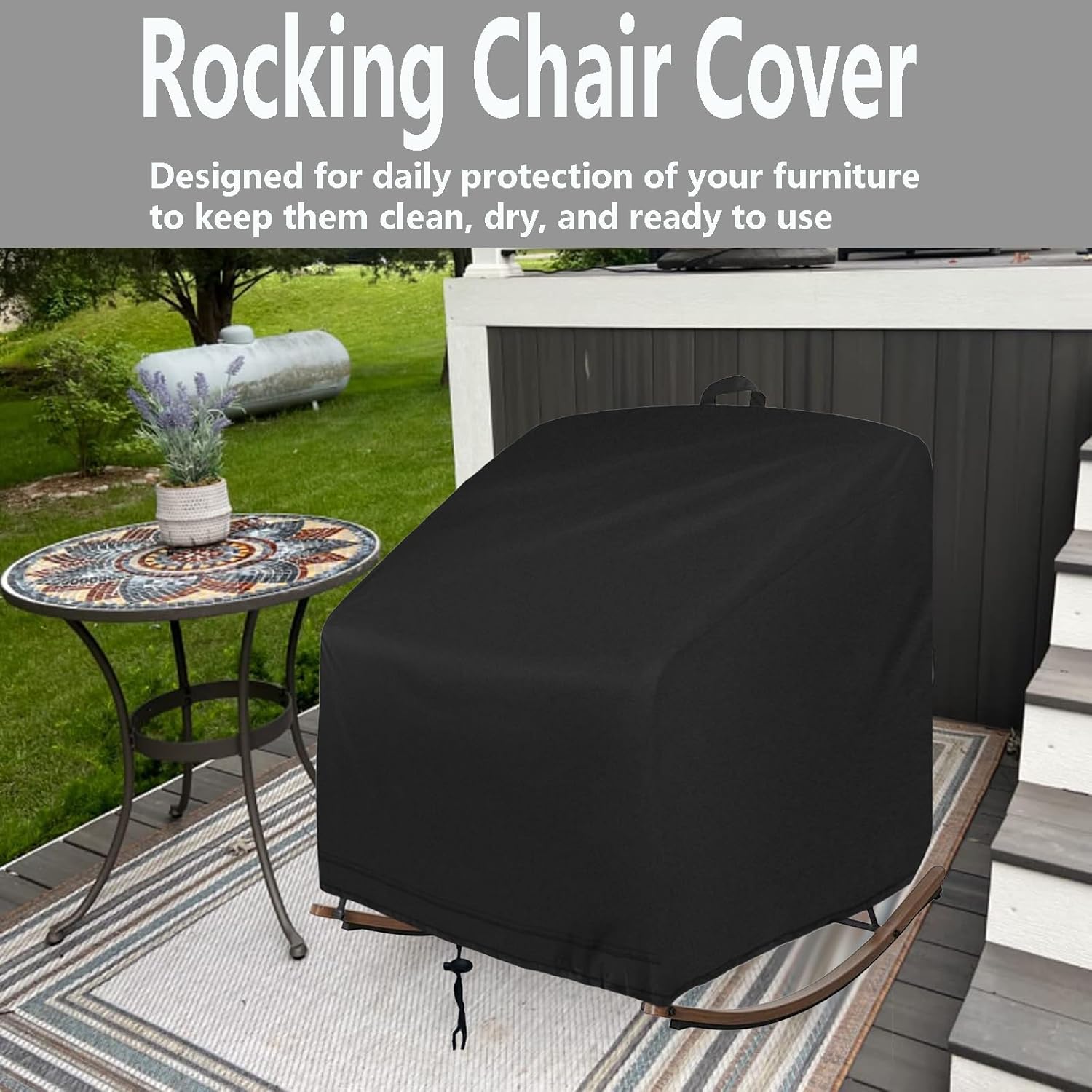 Outdoor Patio Egg Rocking Chair Cover Waterproof, Outdoor Egg Chair Cover for Oversize Rocking Chair and Rattan Wicker Papasan, 38"W x 46"D x 19"H