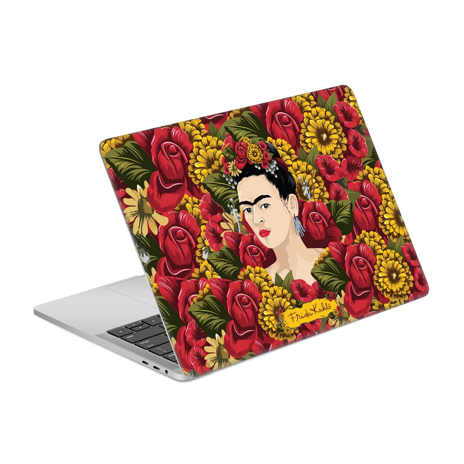 Sticker MacBook Pro 13 fleurs pour espace de travail nomade