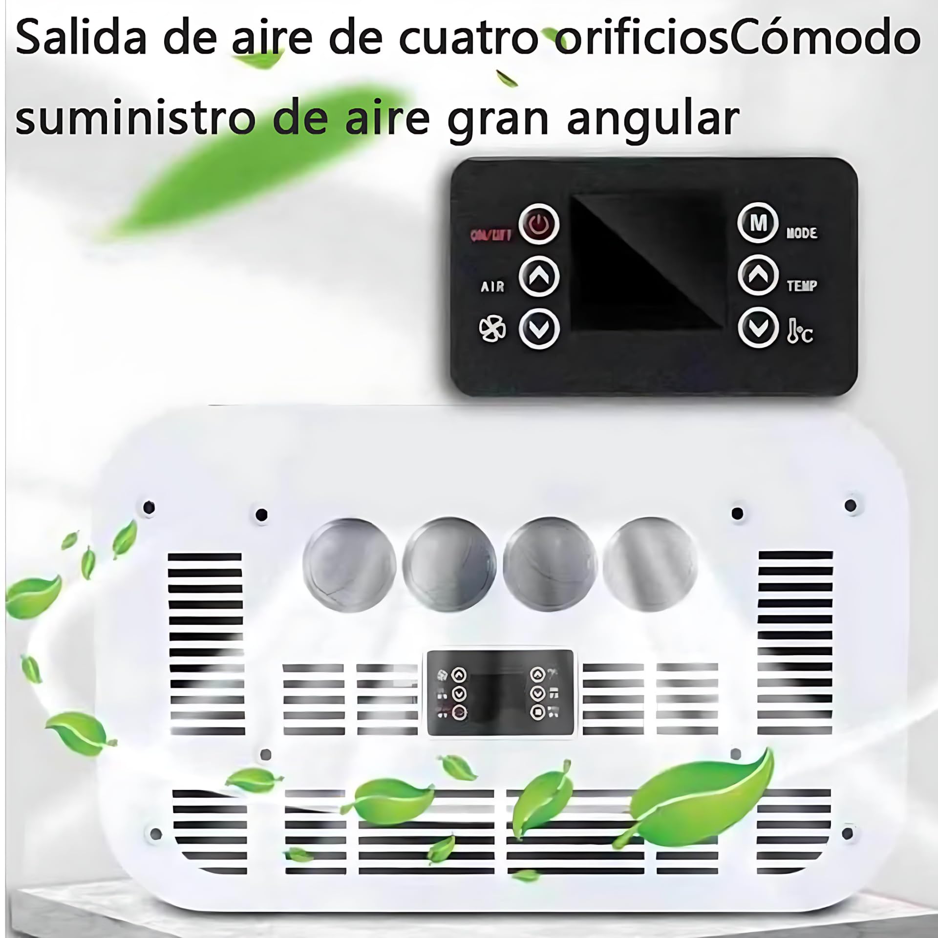 Aire Acondicionado 12V para Autocaravana - Techo Acondicionador de Aire Frío/Calor con Control Remoto, Blanco, Compatible con Caravanas, Camionetas, Furgonetas, Camiones (Dual-mode Hvac, 12V)