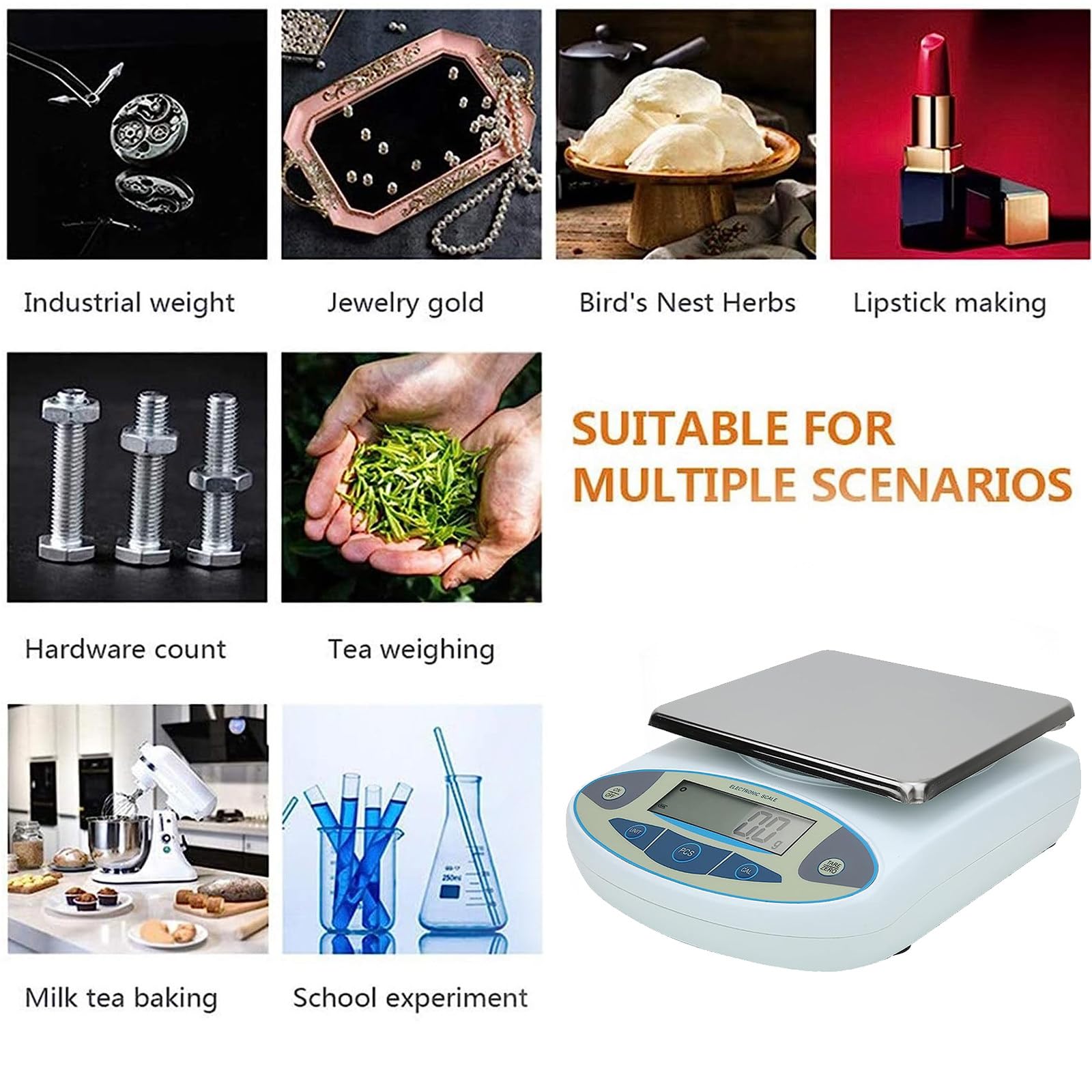 Báscula de laboratorio de precisión, balanza de precisión analítica digital de 0,1 g, báscula de precisión de laboratorio, báscula científica, báscula de joyería, báscula digital para alimentos de c