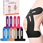 IEADEN Precut Kinesiology Tape for Knees, 10 Pcs, 5 Colors - Knee Support & Stability, Knee Pain Relief Athletic Tape - Waterproof & Elastic, Breathable Hypoallergenic Latex-Free Tape