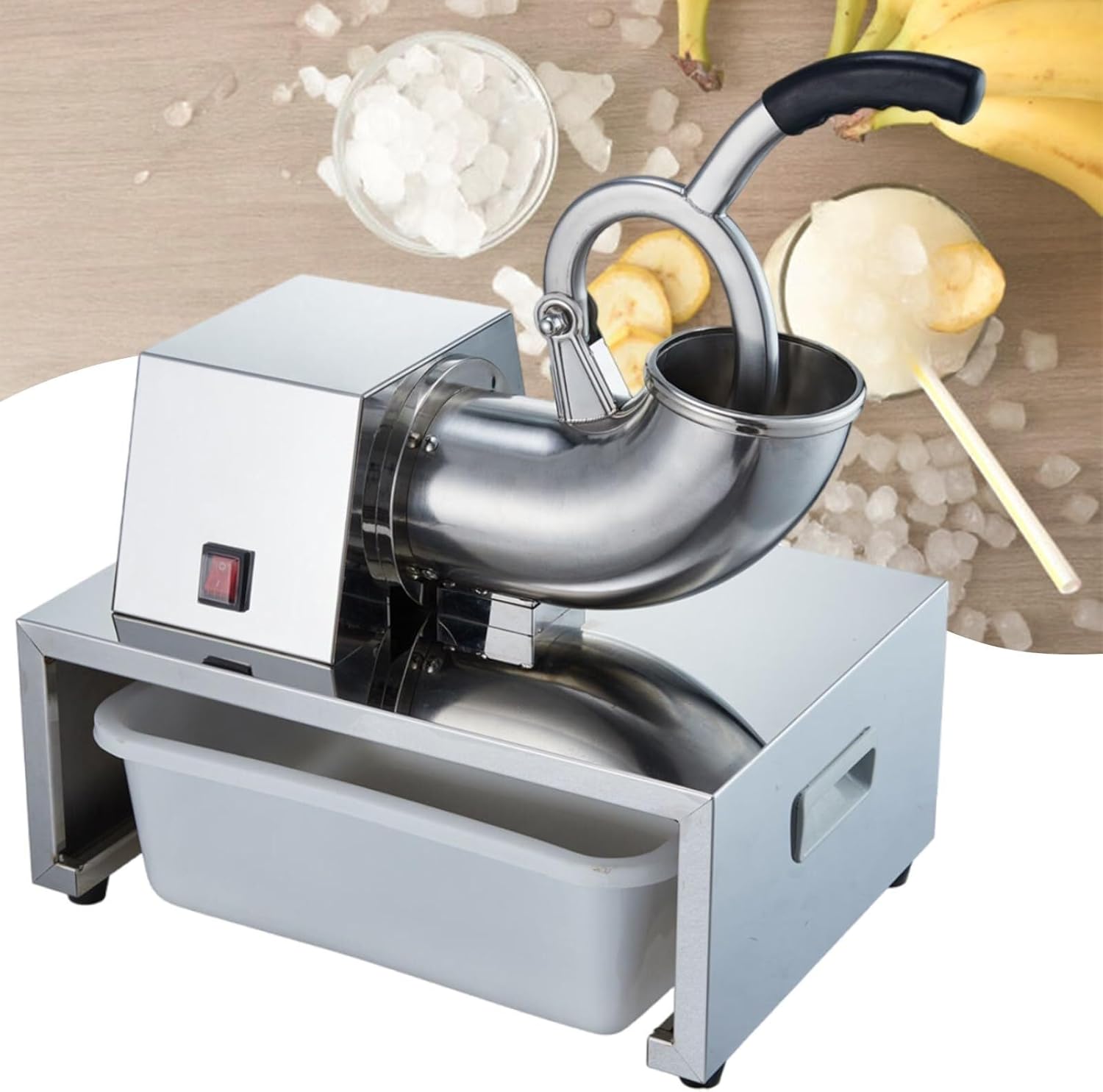 Ice Shaving Machine, Ice Crusher - Commercial Grade With Acrylic Case, Stainless Steel Dual Box, For Home, Bar, Restaurant(220V)