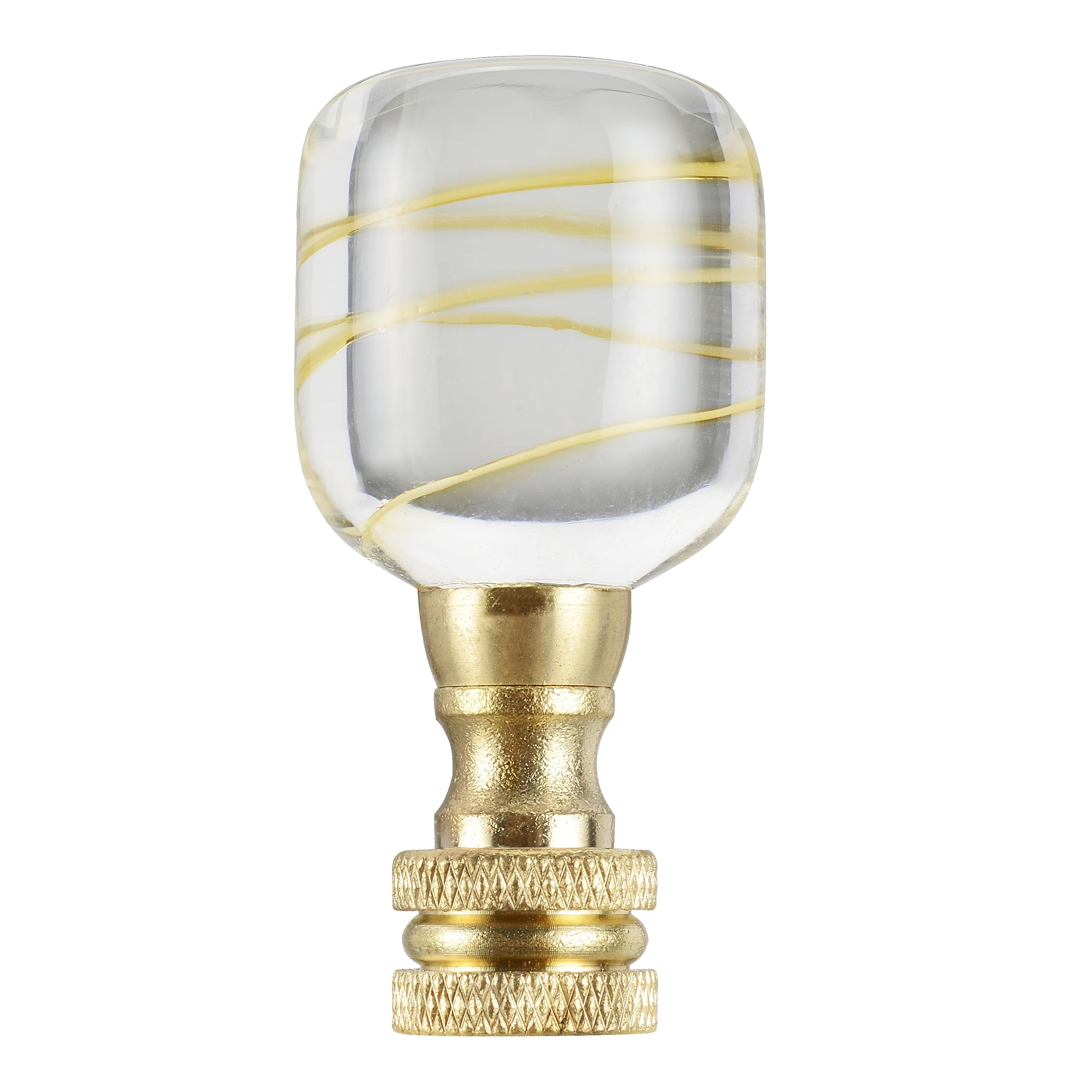Aspen Creative 24024-21, Clear with Yellow Line Glass Lamp Copper, 2" Tall Finial, Clear & Yellow