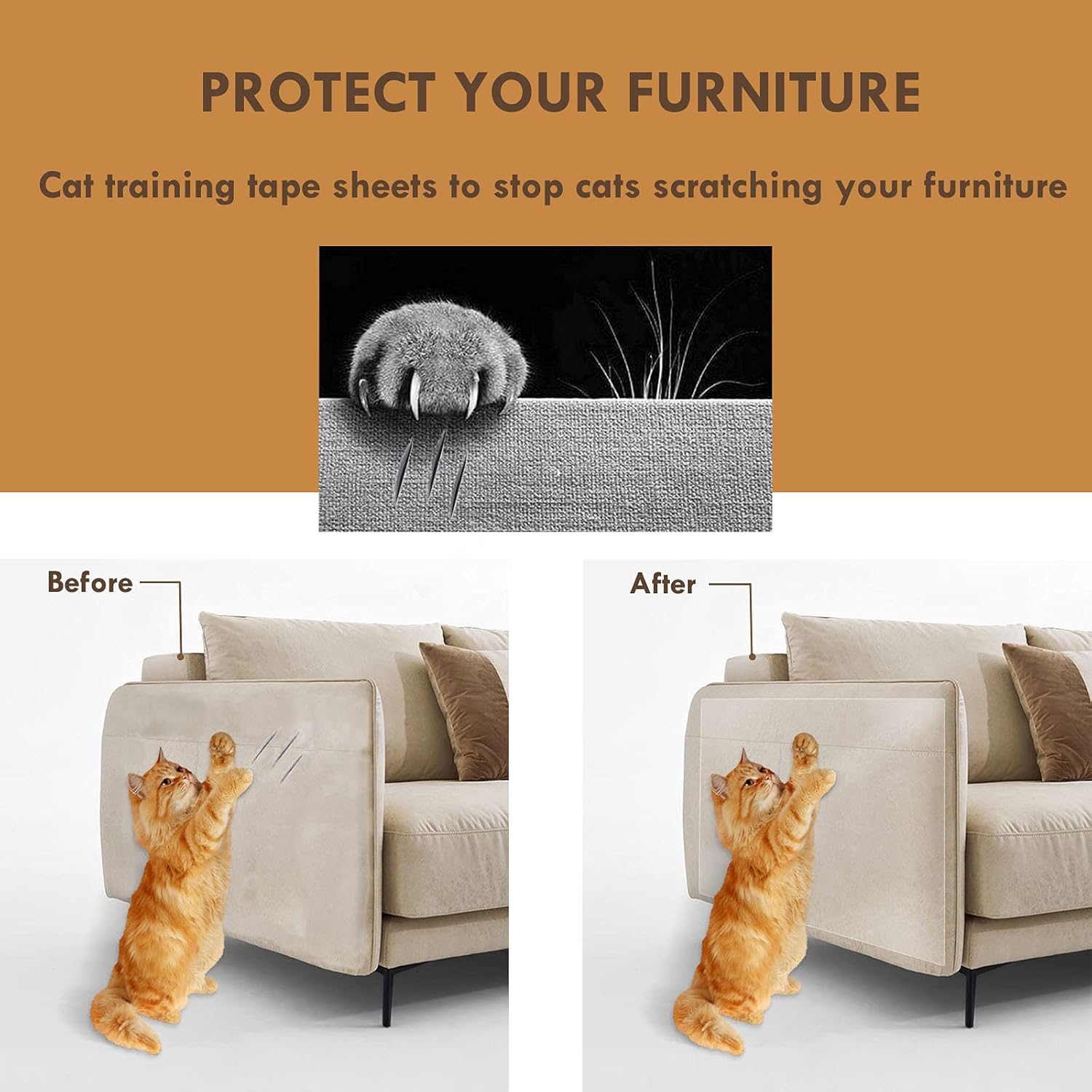 Cat Scratch Guards, 12 Pack Cat Furniture Protectors, VAKOWOO Anti Cat