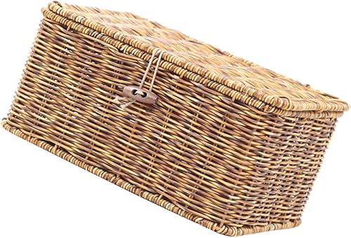 Didiseaon Organizador con tapa y cajón organizador para maquillaje, caja de almacenamiento tejida multifuncional