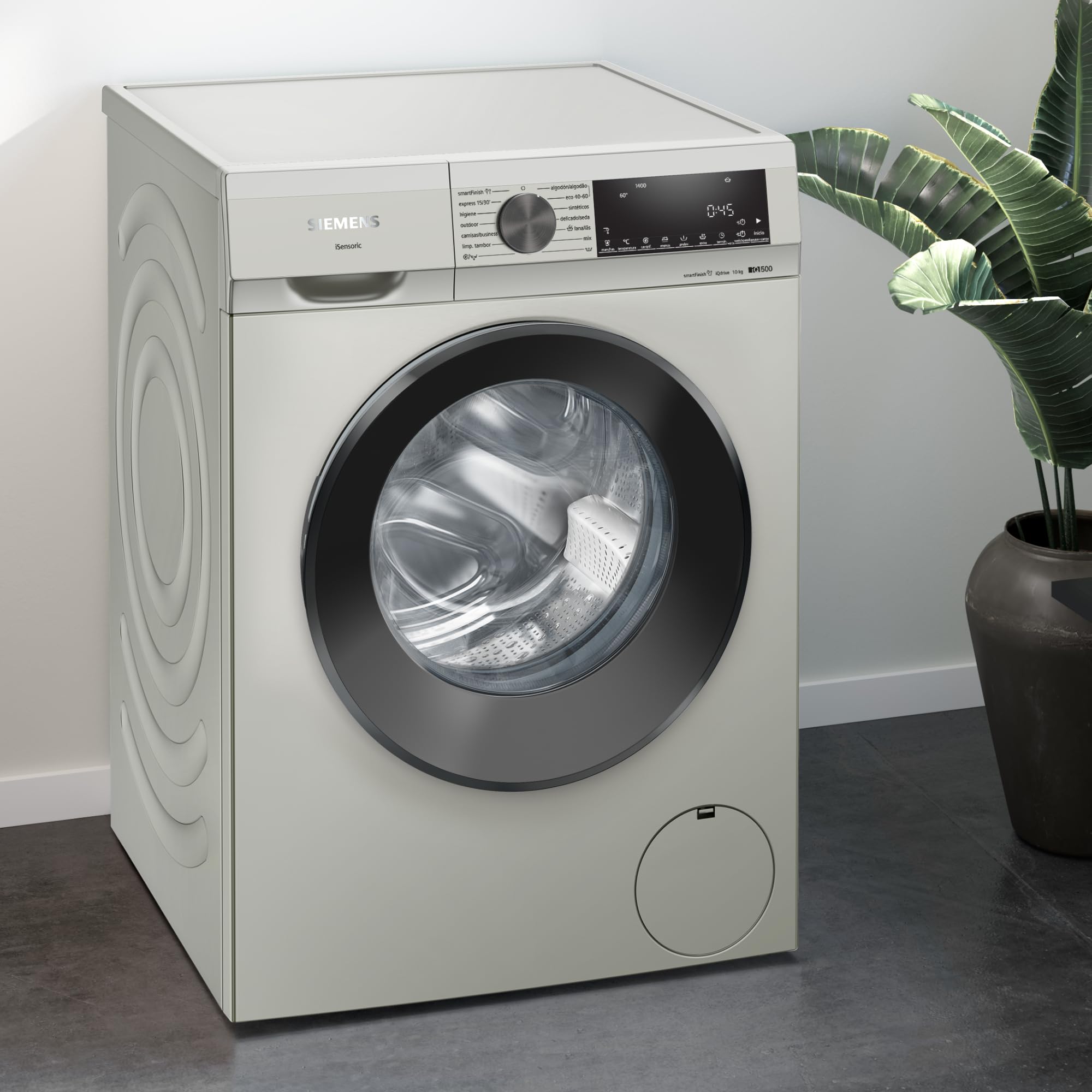 Siemens - Lavadora de carga frontal, 10 kg, iQ500, 1400 r.p.m, smartfinish, antiManchas, Acero antihuellas, WG54G2ZPES