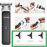 BarberBoss Rasoio portatile per barba e capelli, tagliacapelli professionale per uomo, ricaricabile via USB, luce rossa/verde, lama in acciaio inossidabile, QR-2090 - 6