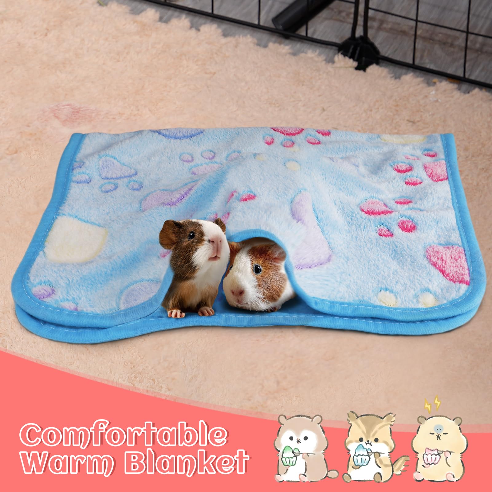 10Pcs Guinea Pig Pads, 11" X 11" Washable Rabbit Mats, Reusable Guinea Pig Fleece Cage Liners, Soft Rabbit Sleep Mat Blanket Bunny Bed (Beige