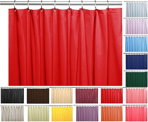 Elegante forro de cortina de ducha de vinilo resistente con 12 ojales de metal, color rojo