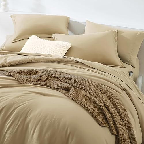 Miniatura 1 de WRENSONGE Juego de edredón color gris pardo, 7 piezas de microfibra suave tamaño Queen con sábana bajera, sábana encimera, 2 fundas de almohada y 2