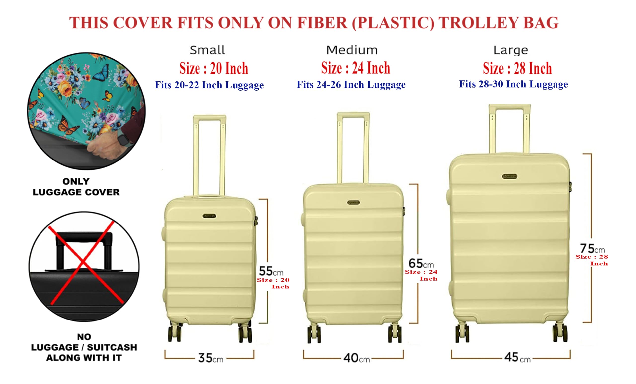 BIGWING Tela de poliéster con impresión geométrica protectora dura para equipaje (sólo cabe en la bolsa de fibra/plástico), Multicolor, 24 Inch (65 CM) Trolley Bag Cover, Accesorios de viaje