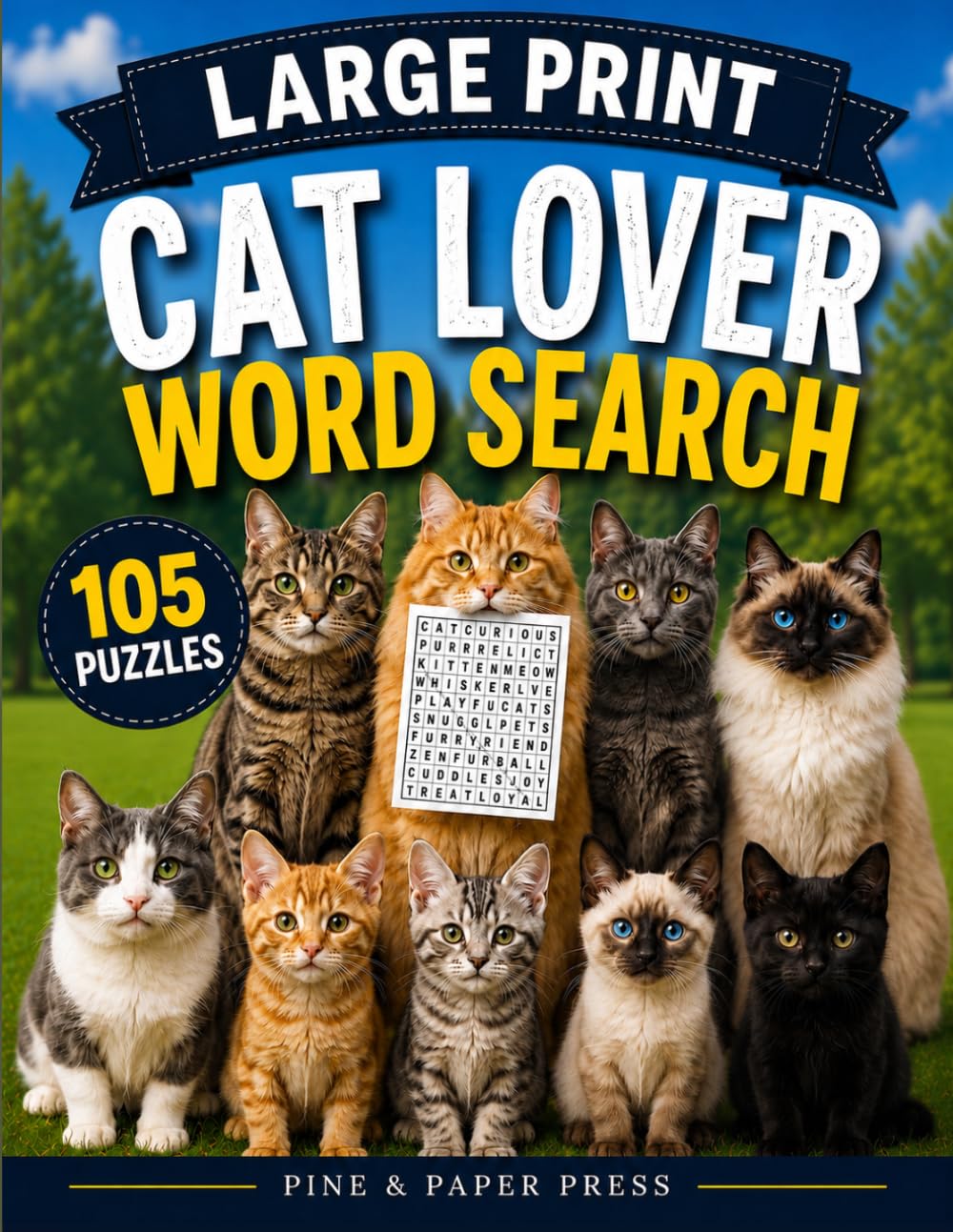 Cat Lover Large Print Word Search: 105 Fun Puzzles for Cat Lovers