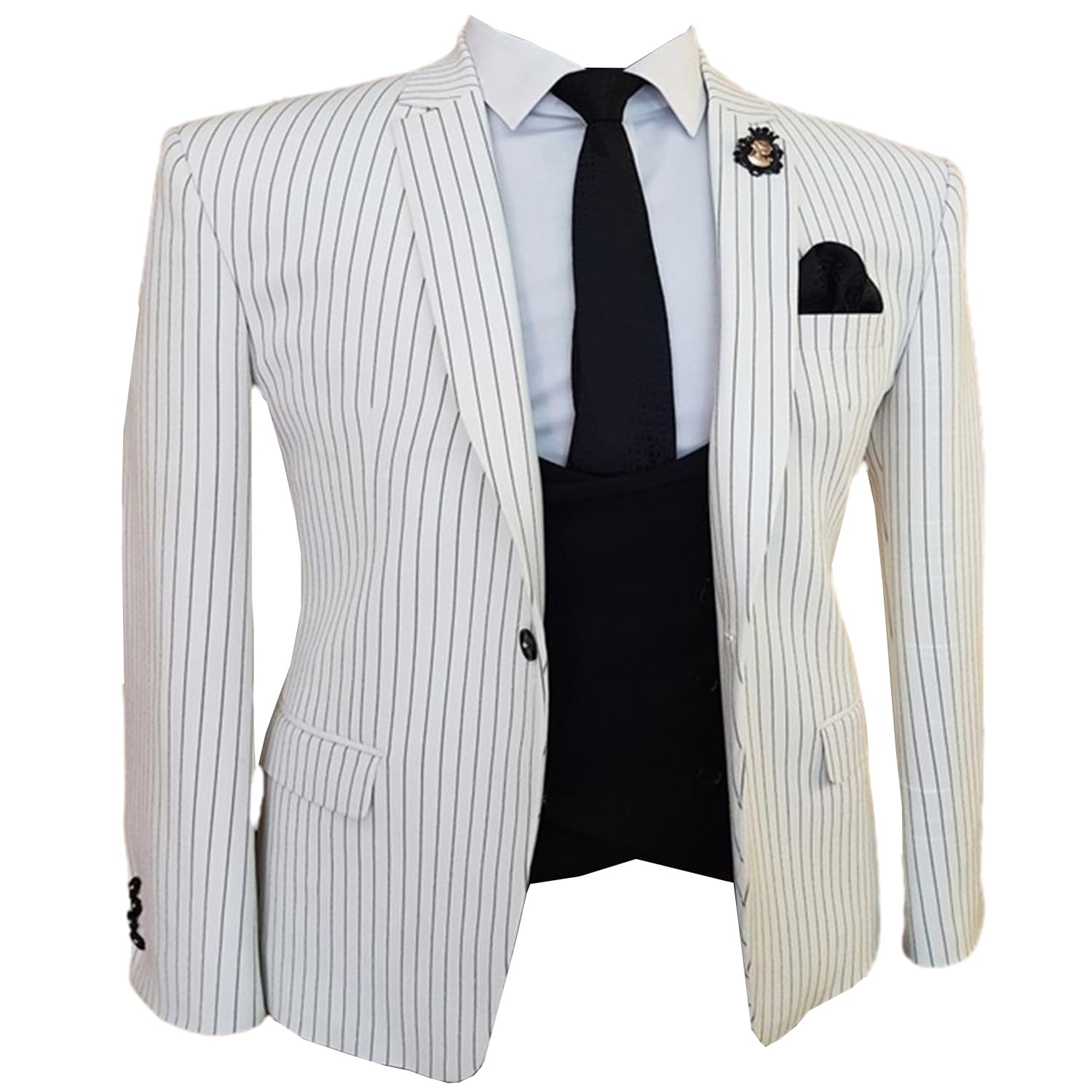 Blazer à rayures homme pour mariage et cérémonie veste costume bouton - 6